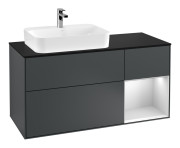 Тумба под раковину Villeroy & Boch Finion 120х50,1 см с подсветкой МДФ темно-синий матовый лак/стекло черное матовое F402MTHG