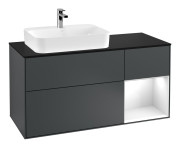 Тумба под раковину Villeroy & Boch Finion 120х50,1 см с подсветкой МДФ темно-синий матовый лак/стекло черное матовое F402GFHG