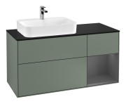 Тумба под раковину Villeroy & Boch Finion 120х50,1 см с подсветкой МДФ оливковый матовый лак/стекло черное матовое F402GKGM