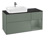 Тумба под раковину Villeroy & Boch Finion 120х50,1 см с подсветкой МДФ оливковый матовый лак/стекло черное матовое F402GMGM