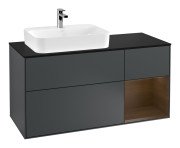 Тумба під раковину Villeroy & Boch Finion 120х50,1 см із підсвічуванням МДФ темно-синій матовий лак/скло чорне матове F402GNHG