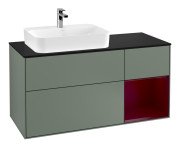 Тумба под раковину Villeroy & Boch Finion 120х50,1 см с подсветкой МДФ оливковый матовый лак/стекло черное матовое F402HBGM