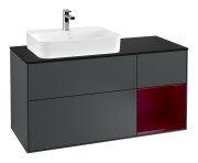 Тумба під раковину Villeroy & Boch Finion 120х50,1 см із підсвічуванням МДФ темно-синій матовий лак/скло чорне матове F402HBHG