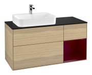 Тумба під раковину Villeroy & Boch Finion 120х50,1 см із підсвічуванням МДФ шпон дуба/скло чорне матове F402HBPC