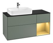 Тумба під раковину Villeroy & Boch Finion 120х50,1 см із підсвічуванням МДФ оливковий матовий лак/скло чорне матове F402HFGM