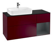 Тумба під раковину Villeroy & Boch Finion 120х50,1 см із підсвічуванням МДФ півонія матовий лак/скло чорне матове F402HGHB