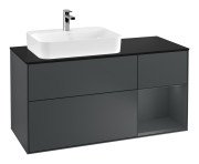 Тумба под раковину Villeroy & Boch Finion 120х50,1 см с подсветкой МДФ темно-синий матовый лак/стекло черное матовое F402HGHG