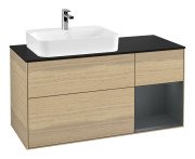 Тумба под раковину Villeroy & Boch Finion 120х50,1 см с подсветкой МДФ шпон дуба/стекло черное матовое F402HGPC