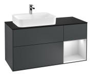 Тумба под раковину Villeroy & Boch Finion 120х50,1 см с подсветкой МДФ темно-синий матовый лак/стекло черное матовое F402MTHG
