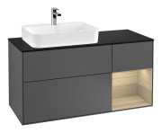 Тумба под раковину Villeroy & Boch Finion 120х50,1 см с подсветкой МДФ антрацит матовый лак/стекло черное матовое F402PCGK