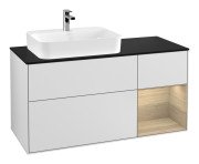 Тумба під раковину Villeroy & Boch Finion 120х50,1 см із підсвічуванням МДФ білий матовий лак/скло чорне матове F402PCMT