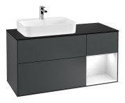 Тумба под раковину Villeroy & Boch Finion 120х50,1 см с подсветкой МДФ темно-синий матовый лак/стекло черное матовое F402GFHG