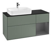 Тумба под раковину Villeroy & Boch Finion 120х50,1 см с подсветкой МДФ оливковый матовый лак/стекло черное матовое F402GKGM