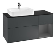 Тумба під раковину Villeroy & Boch Finion 120х50,1 см із підсвічуванням МДФ темно-синій матовий лак/скло чорне матове F402GKHG