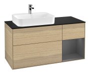 Тумба под раковину Villeroy & Boch Finion 120х50,1 см с подсветкой МДФ шпон дуба/стекло черное матовое F402GKPC