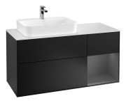 Тумба под раковину Villeroy & Boch Finion 120х50,1 см с подсветкой МДФ черный матовый лак/стекло белое матовое G401GKPD