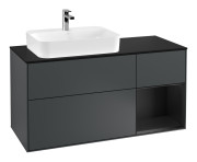 Тумба под раковину Villeroy & Boch Finion 120х50,1 см с подсветкой МДФ темно-синий матовый лак/стекло черное матовое F402PDHG