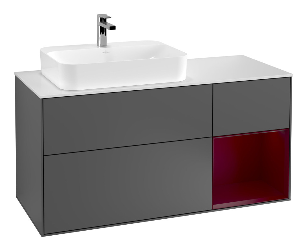 Тумба под раковину Villeroy & Boch Finion 120х50,1 см с подсветкой МДФ антрацит матовый лак/стекло белое матовое G401HBGK