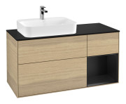 Тумба під раковину Villeroy & Boch Finion 120х50,1 см із підсвічуванням МДФ шпон дуба/скло чорне матове F402PDPC