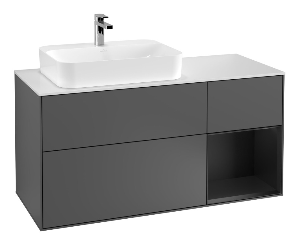 Тумба под раковину Villeroy & Boch Finion 120х50,1 см с подсветкой МДФ антрацит матовый лак/стекло белое матовое G401PDGK