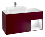 Тумба под раковину Villeroy & Boch Finion 120х50,1 см с подсветкой МДФ пион матовый лак/стекло белое матовое G401GFHB