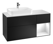 Тумба под раковину Villeroy & Boch Finion 120х50,1 см с подсветкой МДФ черный матовый лак/стекло белое матовое G401GFPD