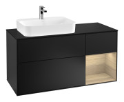 Тумба под раковину Villeroy & Boch Finion 120х50,1 см с подсветкой МДФ черный матовый лак/стекло черное матовое F402PCPD