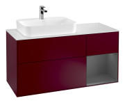 Тумба під раковину Villeroy & Boch Finion 120х50,1 см із підсвічуванням МДФ півонія матовий лак/скло біле матове G401GKHB