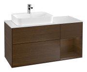 Тумба под раковину Villeroy & Boch Finion 120х50,1 см с подсветкой МДФ шпон грецкого ореха/стекло белое матовое G401GNGN