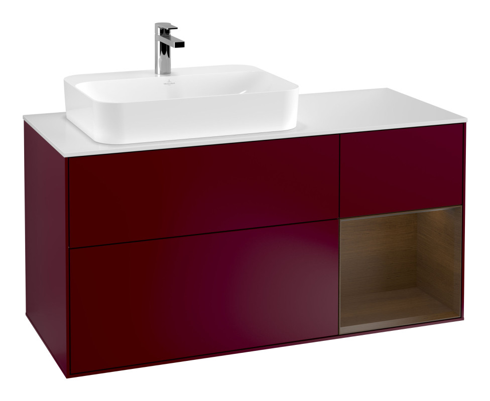 Тумба під раковину Villeroy & Boch Finion 120х50,1 см із підсвічуванням МДФ півонія матовий лак/скло біле матове G401GNHB