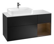 Тумба під раковину Villeroy & Boch Finion 120х50,1 см із підсвічуванням МДФ чорний матовий лак/скло біле матове G401GNPD