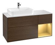 Тумба під раковину Villeroy & Boch Finion 120х50,1 см із підсвічуванням МДФ шпон волоського горіха/скло біле матове G401HFGN