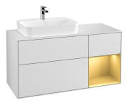 Тумба под раковину Villeroy & Boch Finion 120х50,1 см с подсветкой МДФ белый матовый лак/стекло черное матовое G401HFMT