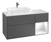 Тумба під раковину Villeroy & Boch Finion 120х50,1 см із підсвічуванням МДФ антрацит матовий лак/скло біле матове G401GFGK