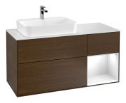 Тумба під раковину Villeroy & Boch Finion 120х50,1 см із підсвічуванням МДФ шпон волоського горіха/скло біле матове G401GFGN