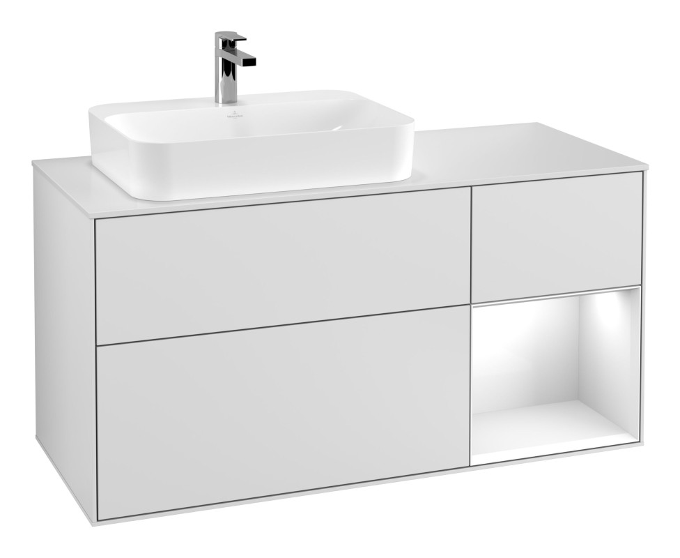 Тумба під раковину Villeroy & Boch Finion 120х50,1 см із підсвічуванням МДФ білий матовий лак/скло біле матове G401GFMT