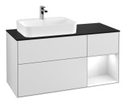 Тумба под раковину Villeroy & Boch Finion 120х50,1 см с подсветкой МДФ белый матовый лак/стекло черное матовое G402GFMT