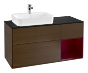 Тумба под раковину Villeroy & Boch Finion 120х50,1 см с подсветкой МДФ шпон грецкого ореха/стекло черное матовое G402HBGN