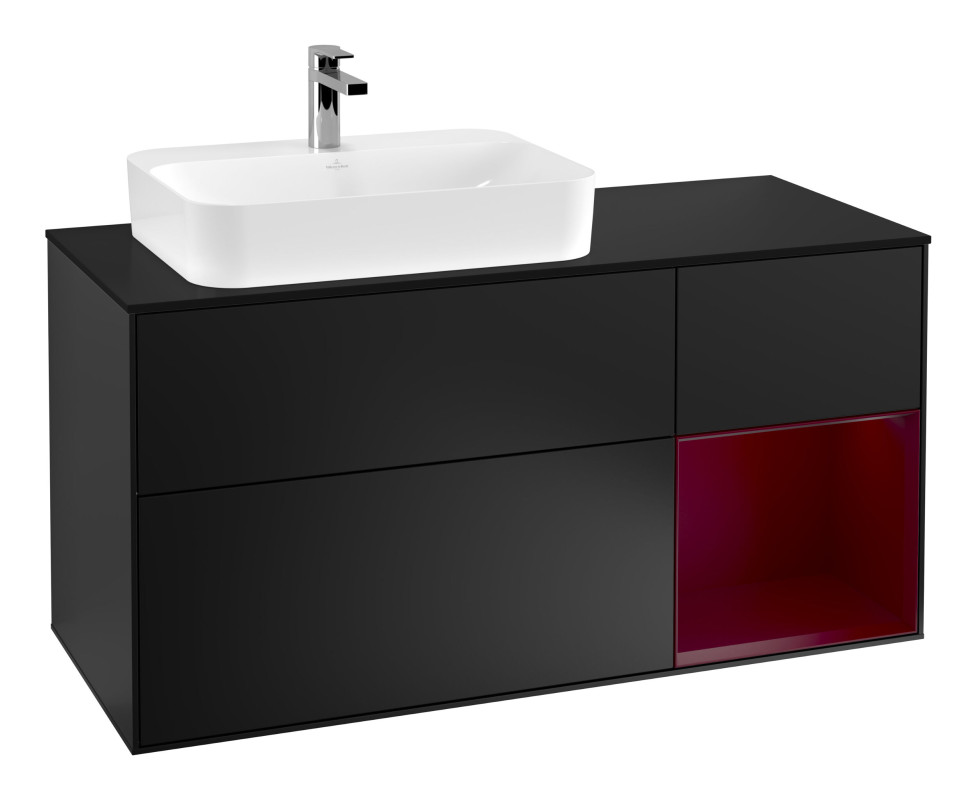 Тумба под раковину Villeroy & Boch Finion 120х50,1 см с подсветкой МДФ черный матовый лак/стекло черное матовое G402HBPD