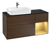 Тумба под раковину Villeroy & Boch Finion 120х50,1 см с подсветкой МДФ шпон грецкого ореха/стекло черное матовое G402HFGN