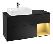 Тумба под раковину Villeroy & Boch Finion 120х50,1 см с подсветкой МДФ черный матовый лак/стекло черное матовое G402HFPD