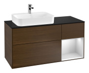 Тумба под раковину Villeroy & Boch Finion 120х50,1 см с подсветкой МДФ шпон грецкого ореха/стекло черное матовое G402MTGN