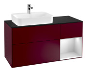 Тумба под раковину Villeroy & Boch Finion 120х50,1 см с подсветкой МДФ пион матовый лак/стекло черное матовое G402MTHB