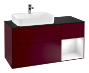 Тумба под раковину Villeroy & Boch Finion 120х50,1 см с подсветкой МДФ пион матовый лак/стекло черное матовое G402GFHB