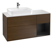 Тумба под раковину Villeroy & Boch Finion 120х50,1 см с подсветкой МДФ шпон грецкого ореха/стекло белое матовое G401PDGN