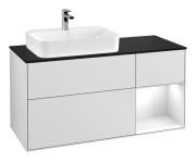 Тумба під раковину Villeroy & Boch Finion 120х50,1 см із підсвічуванням МДФ білий матовий лак/скло чорне матове G402GFMT