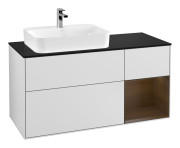 Тумба під раковину Villeroy & Boch Finion 120х50,1 см із підсвічуванням МДФ білий матовий лак/скло чорне матове G402GNMT