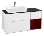Тумба під раковину Villeroy & Boch Finion 120х50,1 см із підсвічуванням МДФ білий глянцевий лак/скло чорне матове G402HBGF