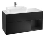 Тумба під раковину Villeroy & Boch Finion 120х50,1 см із підсвічуванням МДФ чорний матовий лак/скло біле матове G401PDPD