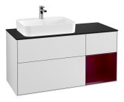 Тумба під раковину Villeroy & Boch Finion 120х50,1 см із підсвічуванням МДФ білий матовий лак/скло чорне матове G402HBMT